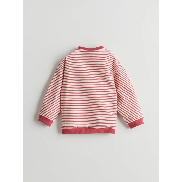 LCW baby Pembe Çizgili Kız Bebek Sweatshirt ve Tayt 2li