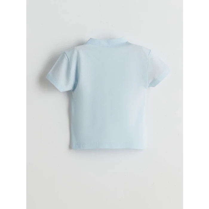 LCW baby Mavi Hakim Yaka Baskılı Erkek Bebek Tişört ve Pantolon 2li