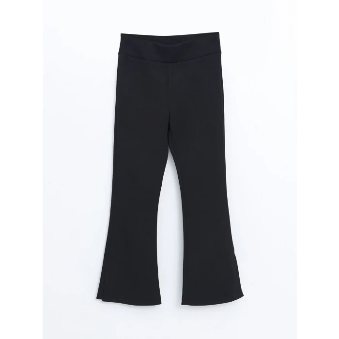 LCW Kids Siyah Beli Lastikli İspanyol Paça Kız Çocuk Tayt