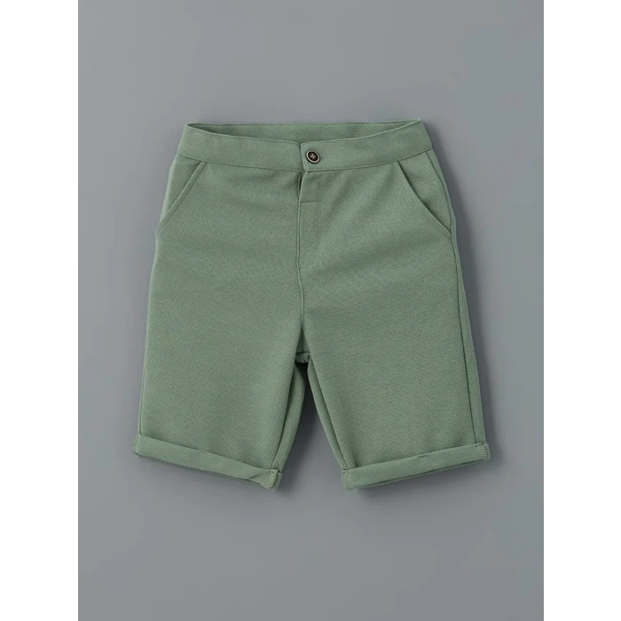 LCW Kids Ekru Polo Yaka Nakışlı Erkek Çocuk Tişört ve Şort 2li