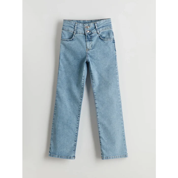 LCW Kids Mavi Beli Ayarlanabilir Lastikli Kız Çocuk Jean Pantolon