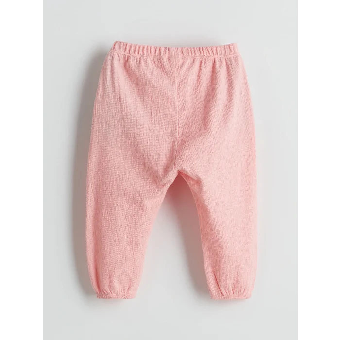 LCW baby Ekru Fırfırlı Çiçekli Kız Bebek Bluz ve Pantolon 2li