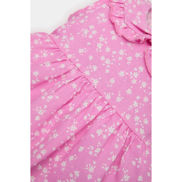 Defacto E5812 Pembe Kız Bebek Çiçekli Kolsuz Twill Elbise