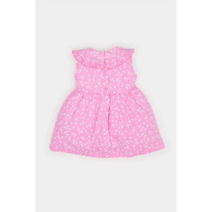 Defacto E5812 Pembe Kız Bebek Çiçekli Kolsuz Twill Elbise