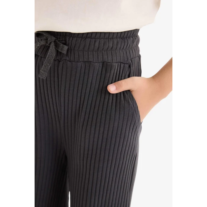 Defacto E1836 Antrasit Kız Çocuk Esnek Belli Fitilli Wide LegGeniş Paça Pantolon
