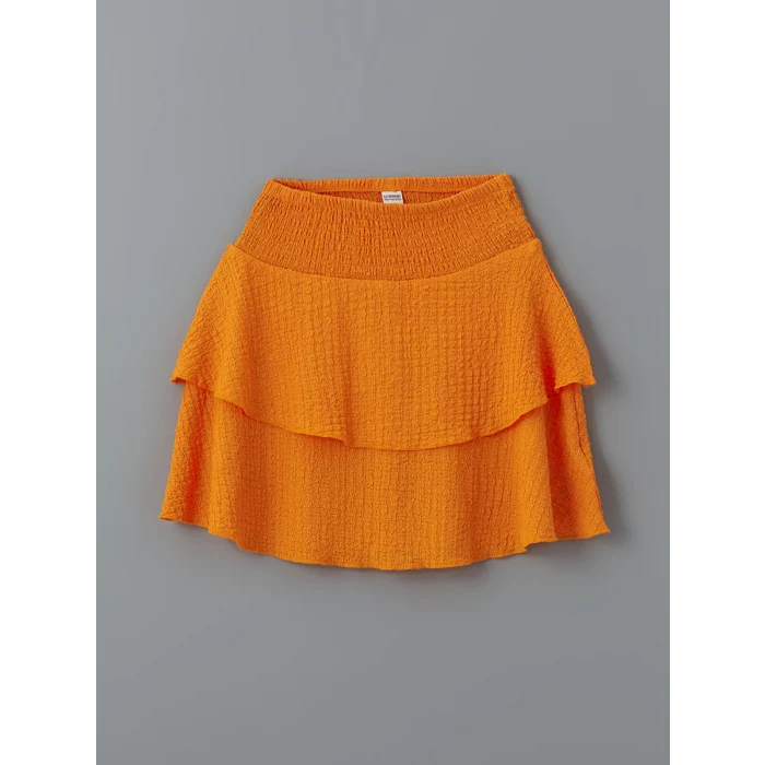 LCW Kids Ekru Bisiklet Yaka Kız Çocuk Tişört ve Etek