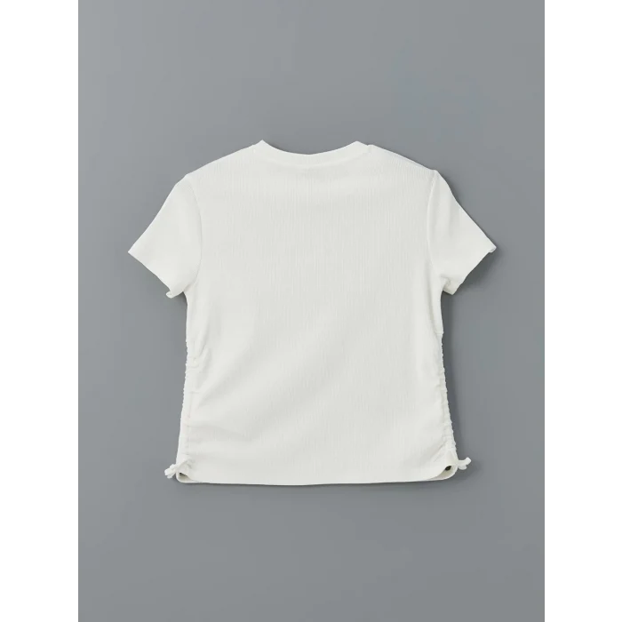LCW Kids Ekru Bisiklet Yaka Kız Çocuk Tişört ve Etek