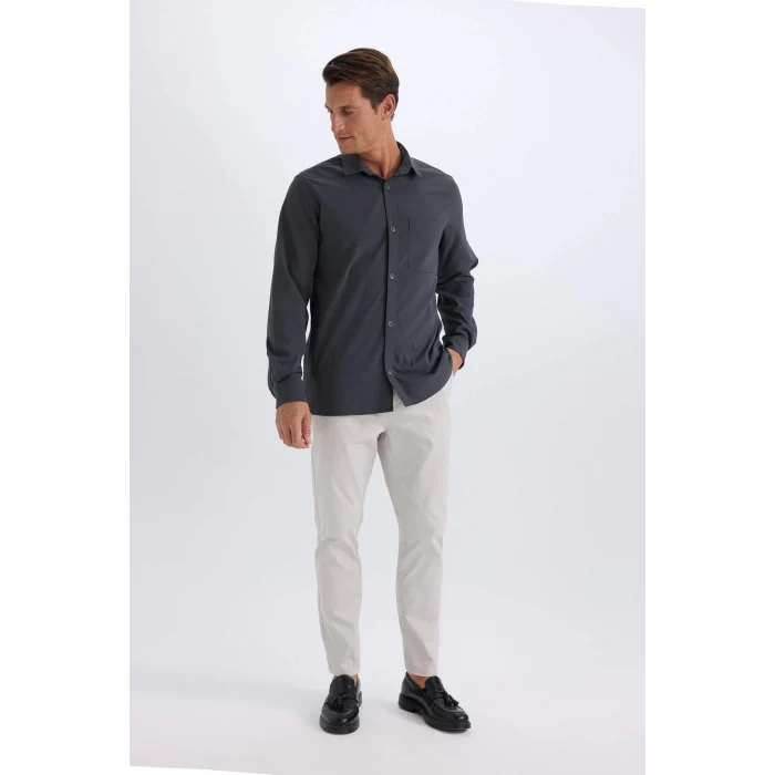 Defacto Z9933 Gri %100 Pamuk Yazlık Jogger Chino Pantolon Beli Bağcıklı Cepli Düz Paça