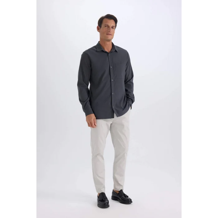 Defacto Z9933 Gri %100 Pamuk Yazlık Jogger Chino Pantolon Beli Bağcıklı Cepli Düz Paça