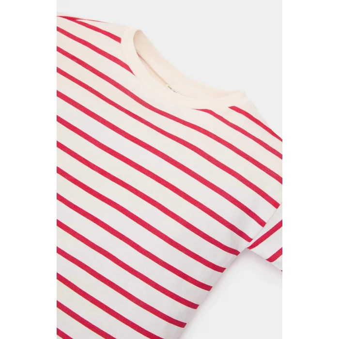 Defacto E5730 Kırmızı Kız Bebek 2li Takım Çizgili Uzun Kollu Tişört İspanyol Paça Tayt