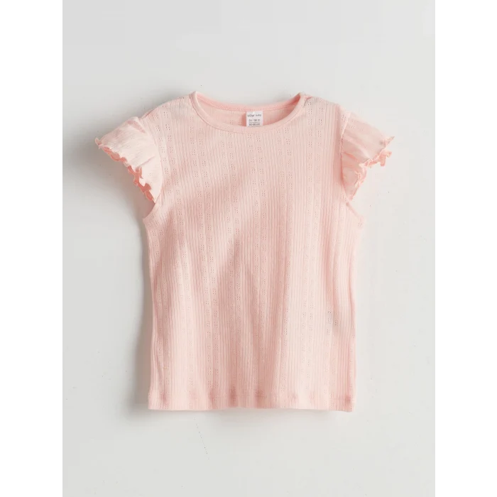 LCW baby Pembe Bisiklet Yaka Kız Bebek Şortlu Pijama Takımı