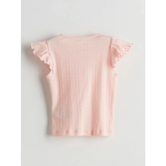 LCW baby Pembe Bisiklet Yaka Kız Bebek Şortlu Pijama Takımı