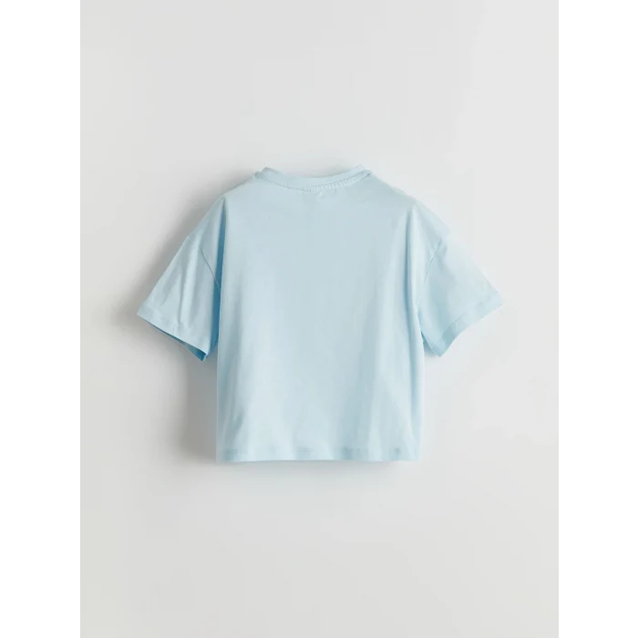 LCW Kids Mavi Bisiklet Yaka Kız Çocuk Crop Tişört 2li