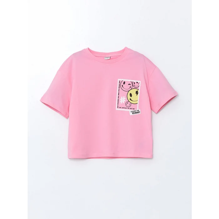 LCW Kids Pembe Bisiklet Yaka Kız Çocuk Tişört 2li