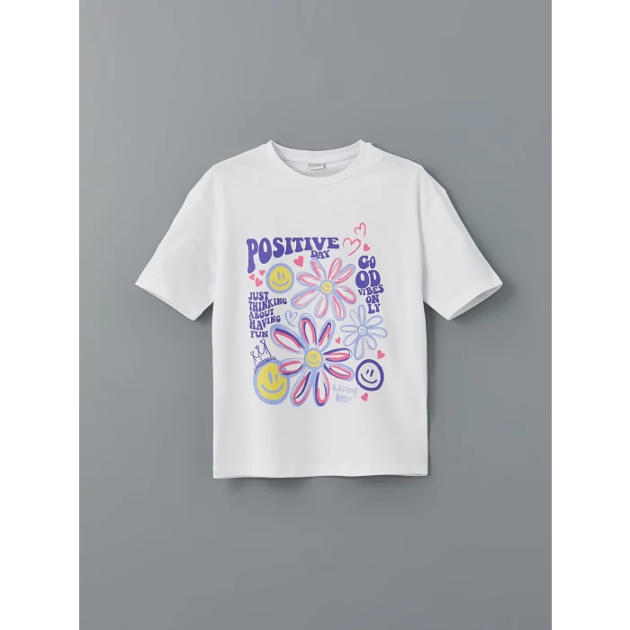 LCW Kids BEYAZ Bisiklet Yaka Kız Çocuk Tişört 2li