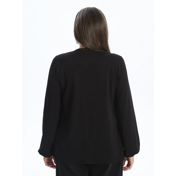 LCW Grace Siyah Bağlamalı Yaka Nakışlı Kadın Bluz