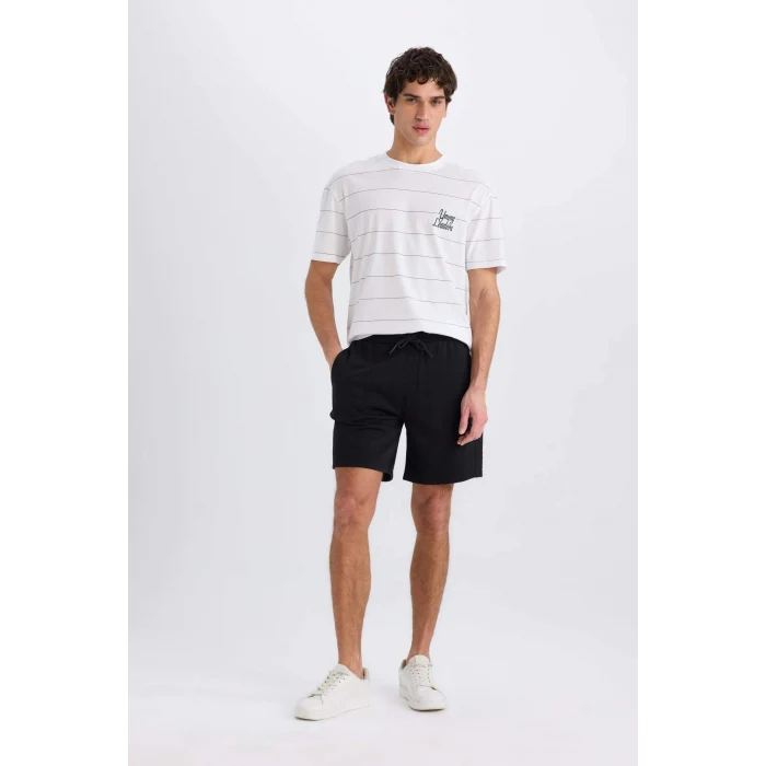 Defacto E0592 Beyaz %100 Pamuk Boxy Fit Bisiklet Yaka Baskılı Kısa Kollu Tişört