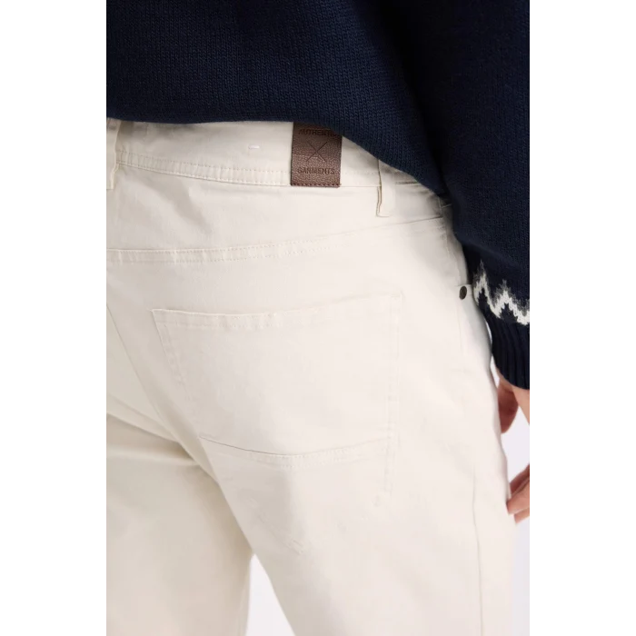 Defacto B2089 Bej Yazlık Gabardin Chino Kanvas Pantolon Slim Fit Dar Kesim Dar Paça Cepli