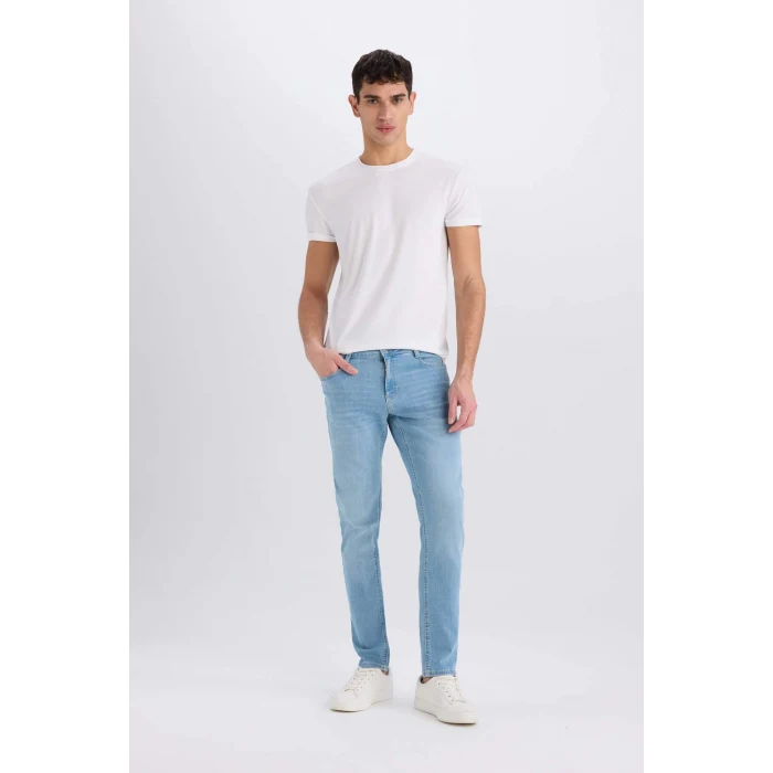 Defacto D0025 Mavi Carlo Skinny Fit Ekstra Dar Kalıp Normal Bel Ekstra Dar Paça Jean Pantolon