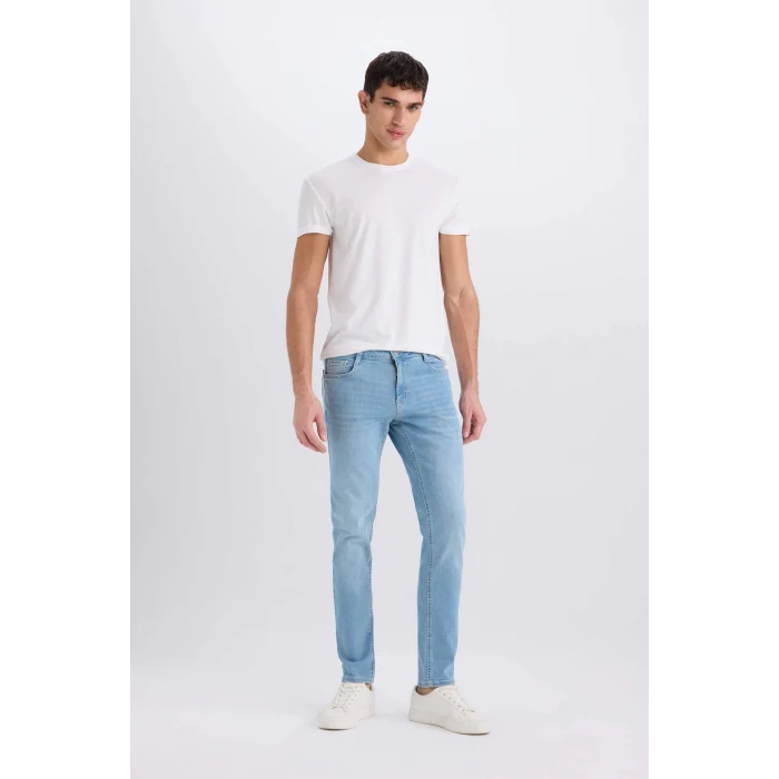 Defacto D0025 Mavi Carlo Skinny Fit Ekstra Dar Kalıp Normal Bel Ekstra Dar Paça Jean Pantolon