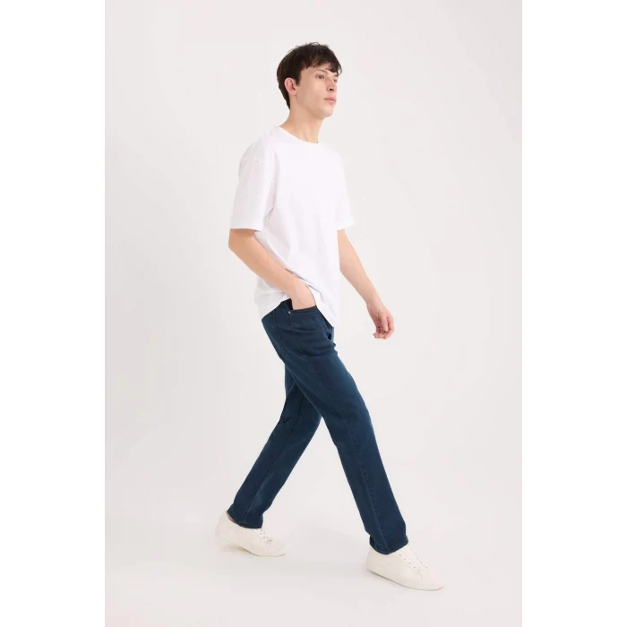 Defacto W7086 İndigo Sergio Regular Fit Normal Kalıp Normal Bel Boru Paça Jean Pantolon