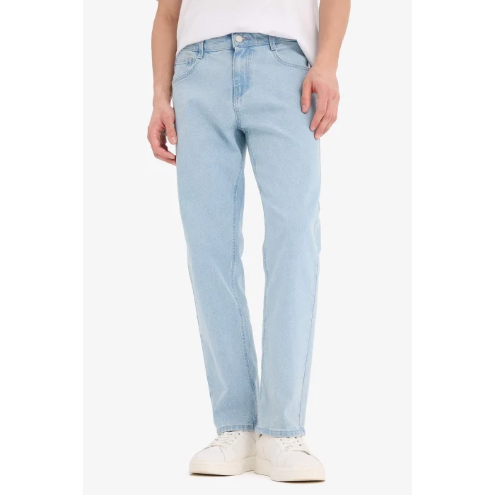 Defacto E1936 Mavi Sergio Regular Fit Normal Kalıp Normal Bel Boru Paça Jean Pantolon