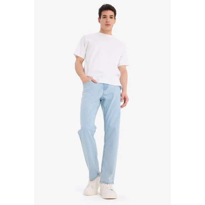 Defacto E1936 Mavi Sergio Regular Fit Normal Kalıp Normal Bel Boru Paça Jean Pantolon