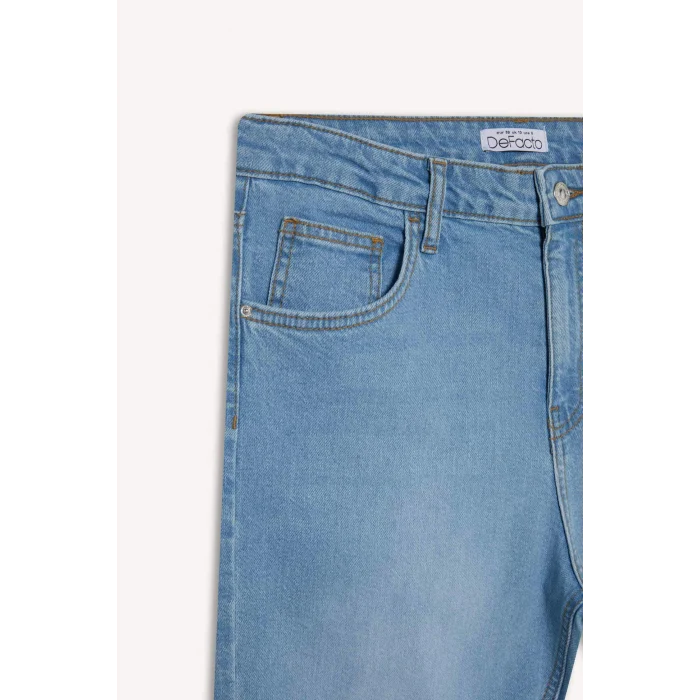 Defacto D7946 Mavi Lina Comfort Mom Normal Bel Düz Paça Jean Kar Yıkamalı Pantolon