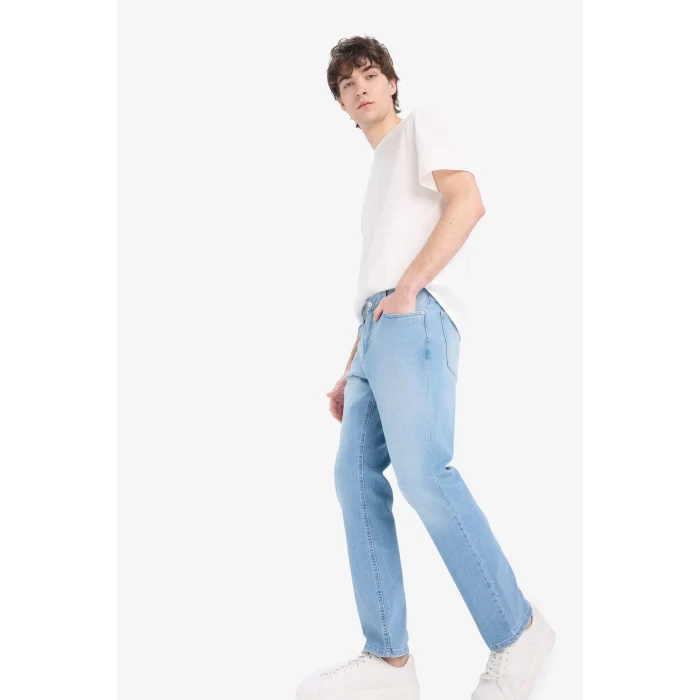 Defacto E2734 Mavi Sergio Regular Fit Normal Kalıp Normal Bel Boru Paça Jean Pantolon
