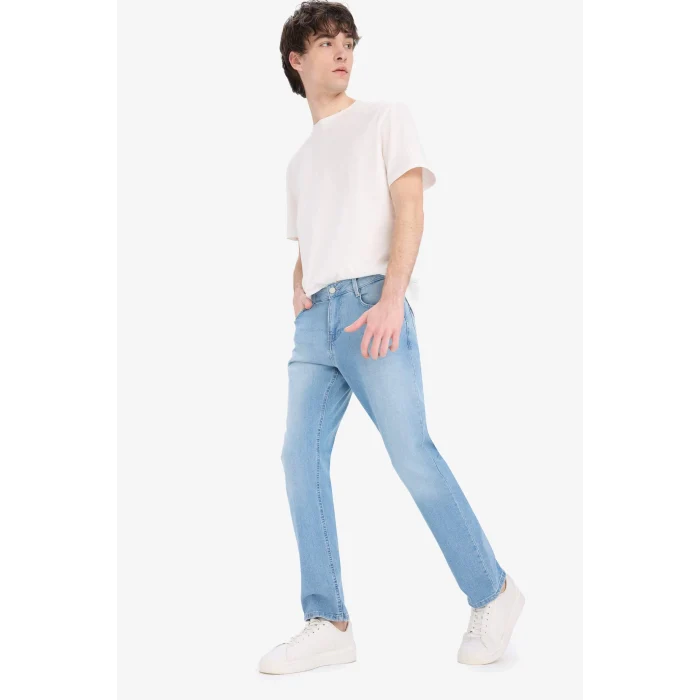 Defacto E2734 Mavi Sergio Regular Fit Normal Kalıp Normal Bel Boru Paça Jean Pantolon