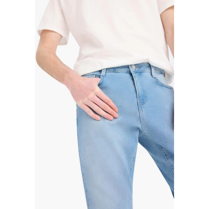 Defacto E2734 Mavi Sergio Regular Fit Normal Kalıp Normal Bel Boru Paça Jean Pantolon