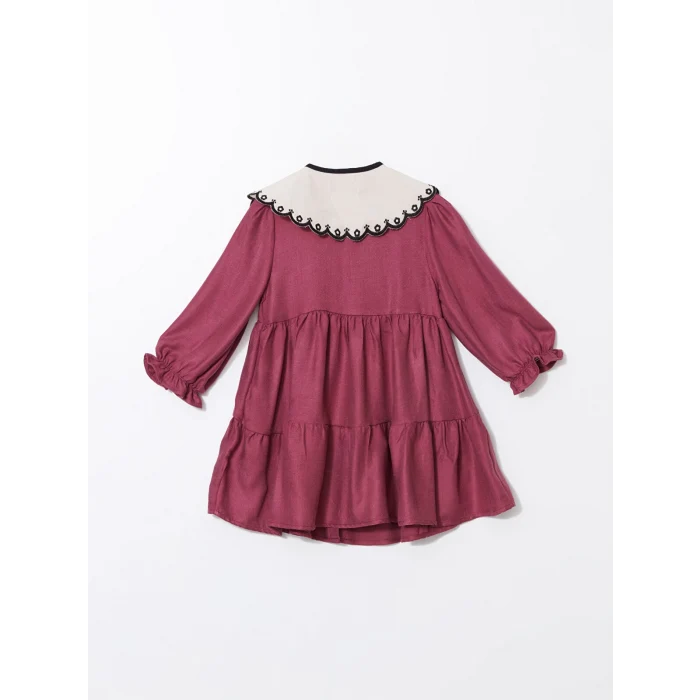 LCW Kids Mürdüm Bebe Yaka Uzun Kollu Kız Bebek Elbise