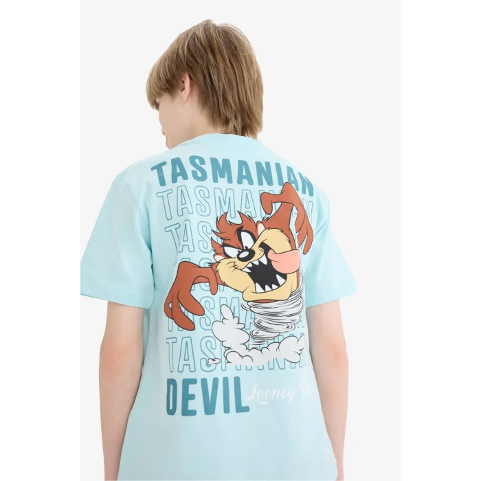 Defacto E4826 Turkuaz Erkek Çocuk Looney Tunes Bisiklet Yaka Kısa Kollu Tişört