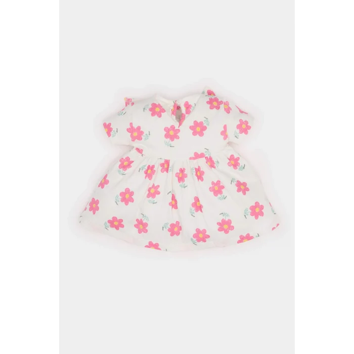 Defacto E8441 Ekru Kız Bebek 2li Takım Çiçekli Kısa Kollu Bluz Beli Lastikli Pantolon