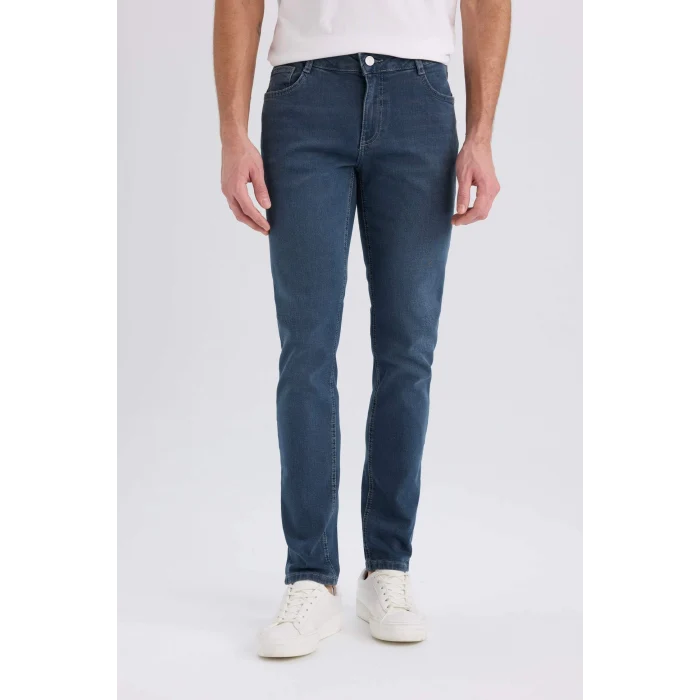 Defacto B3622 İndigo Pedro Slim Fit Dar Kalıp Normal Bel Dar Paça Jean Pantolon