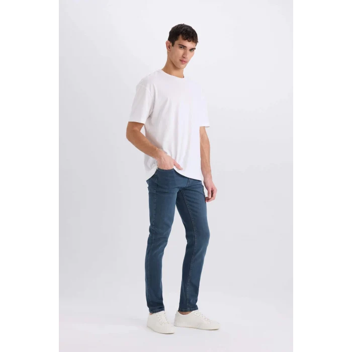Defacto B3622 İndigo Pedro Slim Fit Dar Kalıp Normal Bel Dar Paça Jean Pantolon