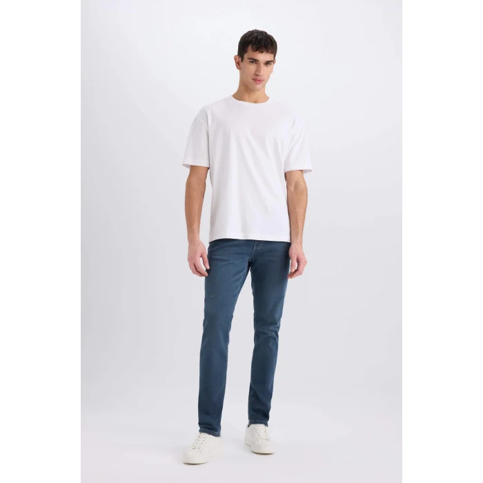 Defacto B3622 İndigo Pedro Slim Fit Dar Kalıp Normal Bel Dar Paça Jean Pantolon