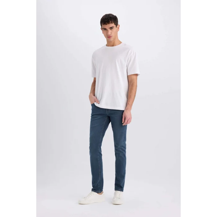 Defacto B3622 İndigo Pedro Slim Fit Dar Kalıp Normal Bel Dar Paça Jean Pantolon