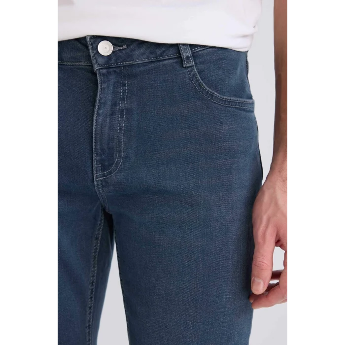 Defacto B3622 İndigo Pedro Slim Fit Dar Kalıp Normal Bel Dar Paça Jean Pantolon
