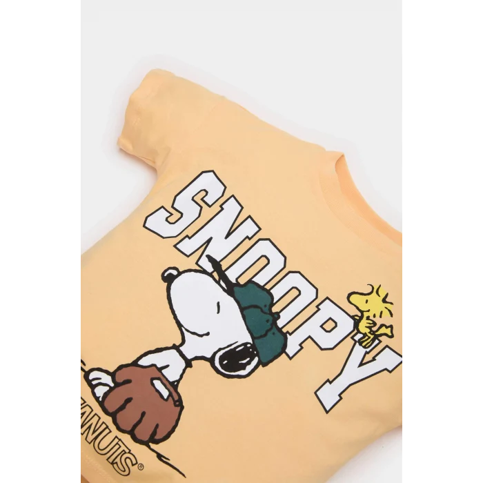 Defacto E6920 Turuncu Erkek Bebek 2li Takım Kısa Kollu Tişört Beli Lastikli Şort