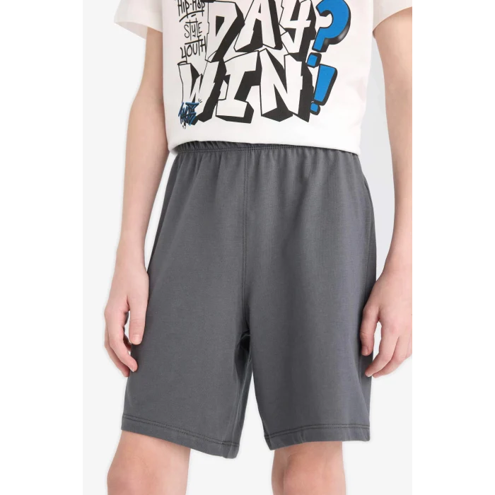 Defacto E8827 Beyaz Erkek Çocuk 2li Takım Baskılı Kısa Kollu Tişört Şort