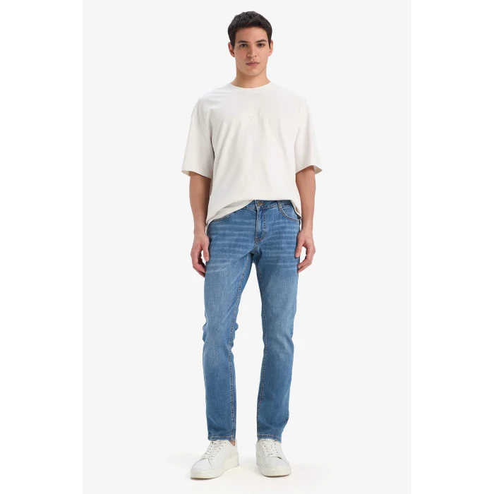 Defacto E2743 Mavi Carlo Skinny Fit Ekstra Dar Kalıp Normal Bel Ekstra Dar Paça Jean Pantolon