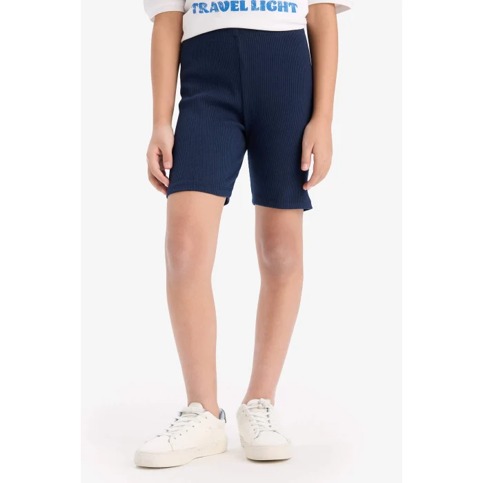 Defacto E7316 Ekru Kız Çocuk Pamuklu 2li Takım Baskılı Kısa Kollu Tişört Biker Tayt