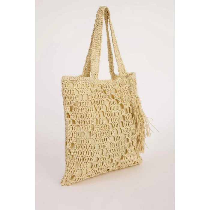 Defacto E1411 Bej Kadın Hasır Omuz Çantası