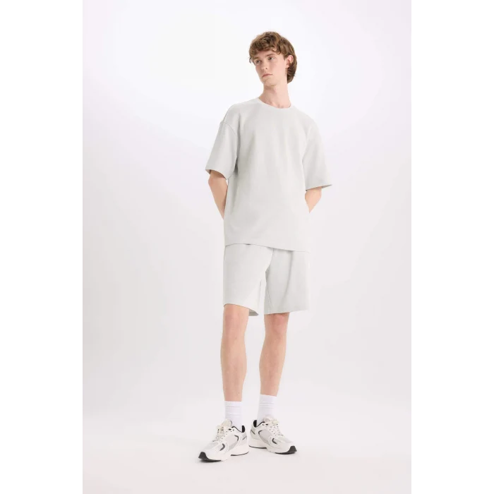Defacto E0493 Gri %100 Pamuk Boxy Fit Bisiklet Yaka Kısa Kollu Tişört