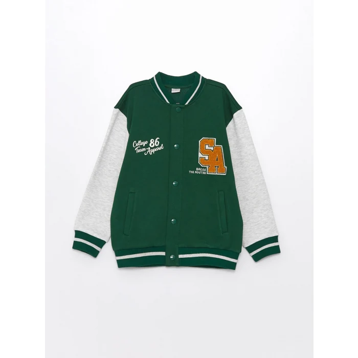 LCW Kids Yeşil Baskılı Erkek Çocuk Kalın Kolej Ceket