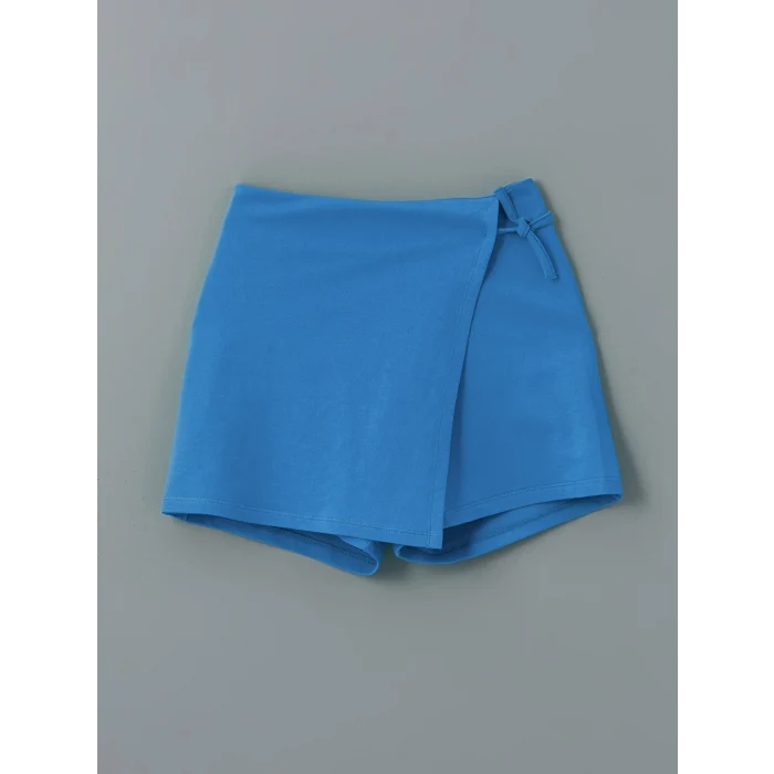 LCW Kids EKRU Bisiklet Yaka Kız Çocuk Tişört ve Şort Etek