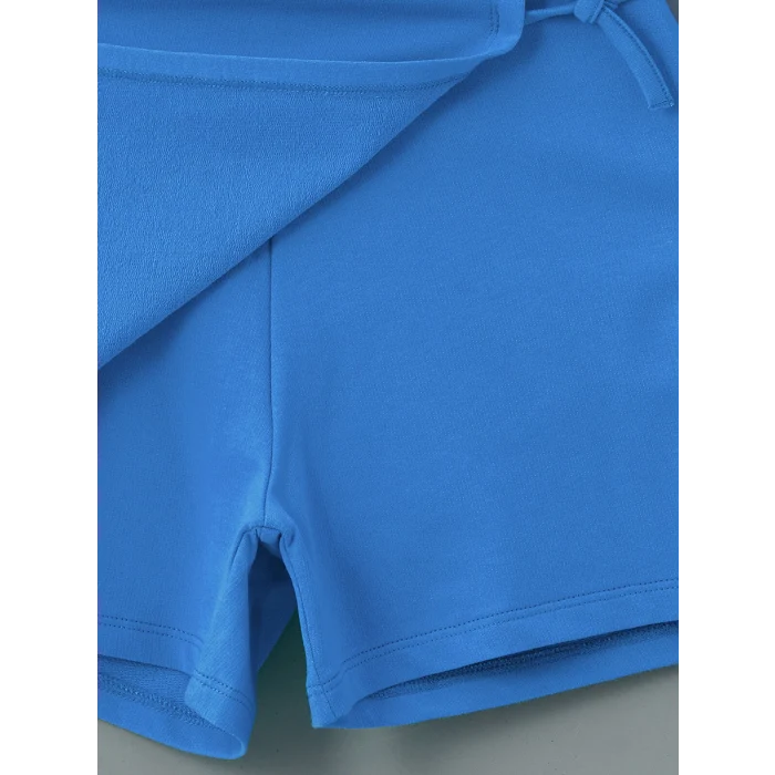 LCW Kids EKRU Bisiklet Yaka Kız Çocuk Tişört ve Şort Etek