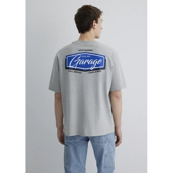 Mavi 0612605-80196 Garage Baskılı Gri Tişört