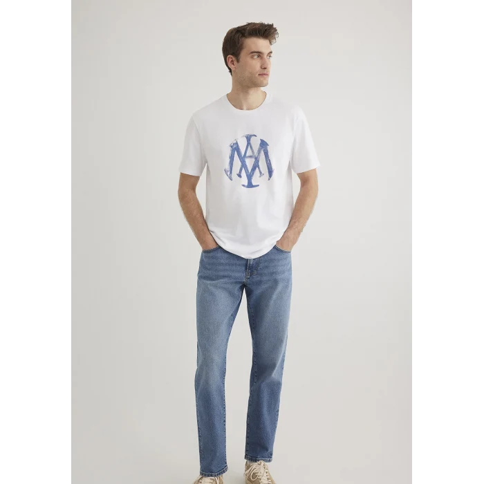 Mavi 065109-620 Mühür Logo Baskılı Beyaz Tişört